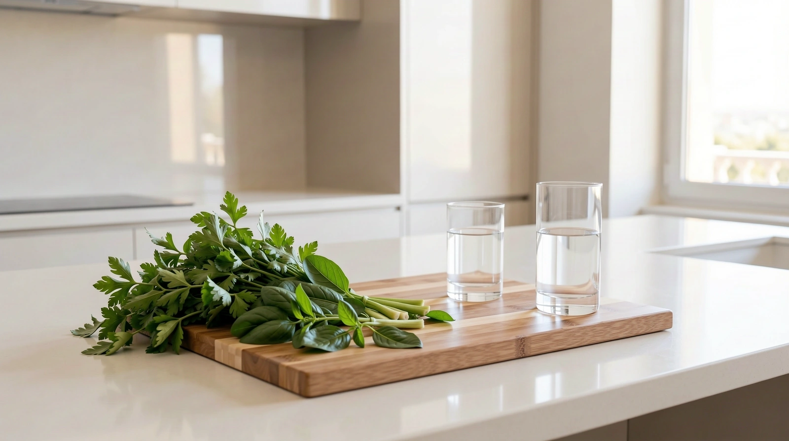 Fresh healthy ingredients in a sunlit Valencia kitchen